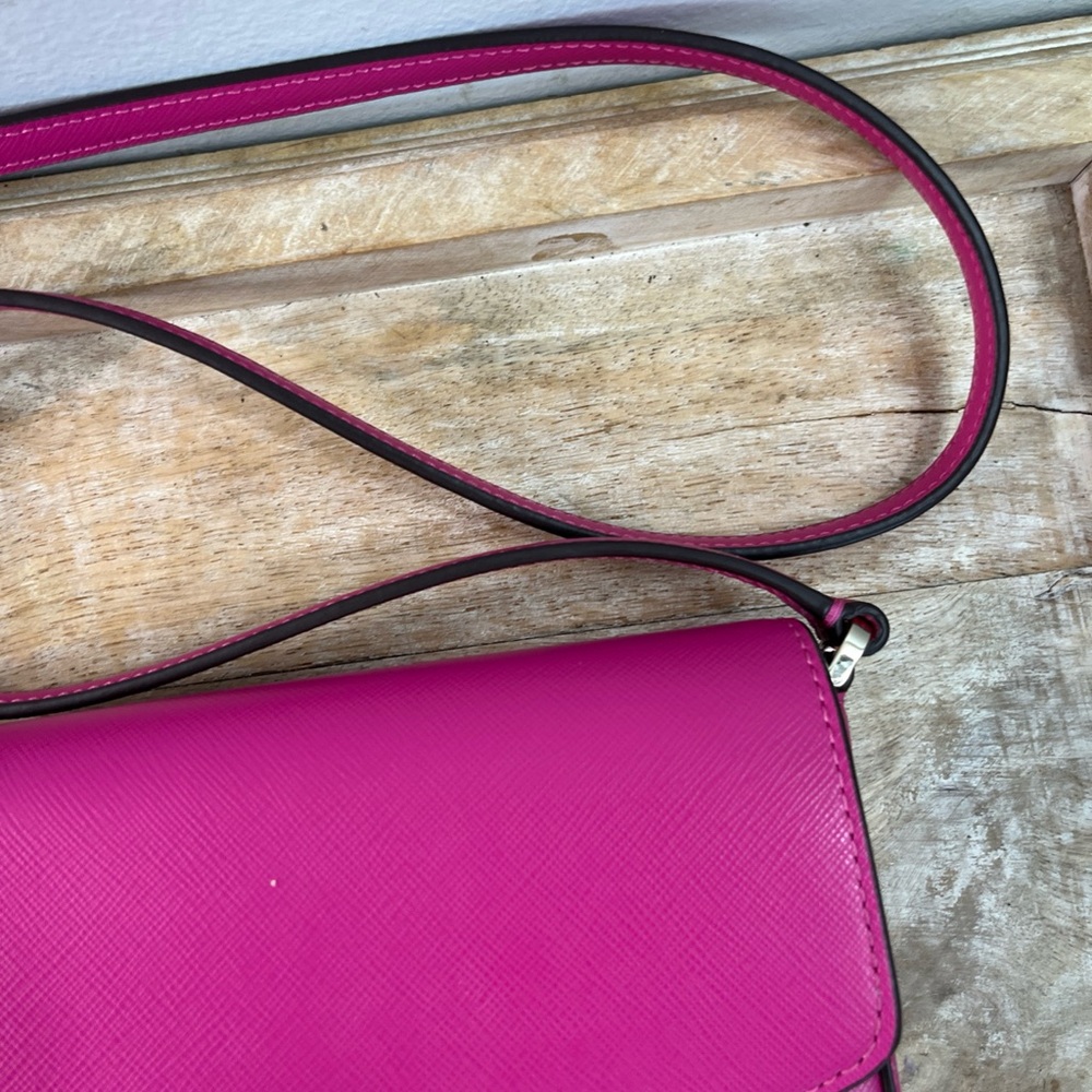 Kate Spade Sadie Envelope Crossbody Purse in Candied Plum Pink Leather - Picture 2 of 16